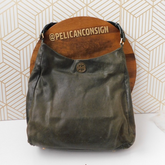 Tory Burch Handbags - Tory BUrch Olive Green leather shoulder bag EUC